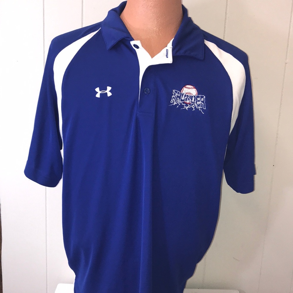 Men’s under armor thunder baseball polo size large